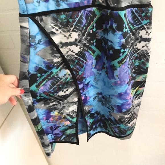 Anthropologie x Parker Tobias blue black Abstract print faux wrap mini dress S - Picture 7 of 16